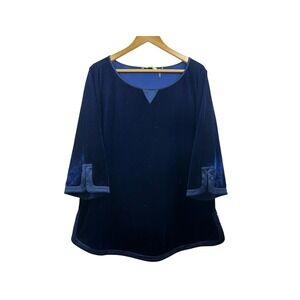 Soft Surroundings Goldie Tunic Women XL Blue‎ Velvet Stretch Luxe Elegance Chic